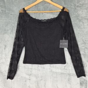 Womens Top XL Black Fairy Grunge Sheer Floral Whimsygoth‎ Goth Cyber Witchy NWT